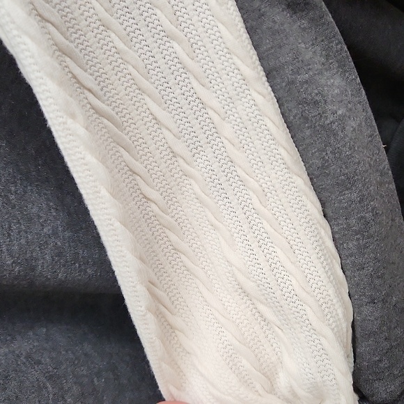 Shein Sweater Size 2XL Curve Sweatshirt Sweater Gray White Cable Knit Sleeve - Picture 4 of 9